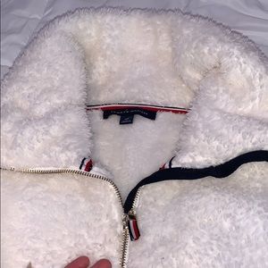 Tommy White Furry quarter zip jacket